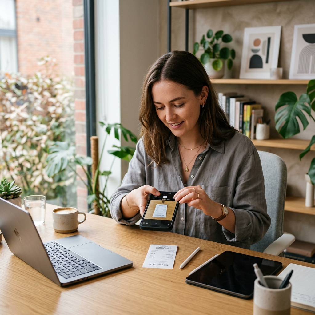 Freelancer scannt Beleg